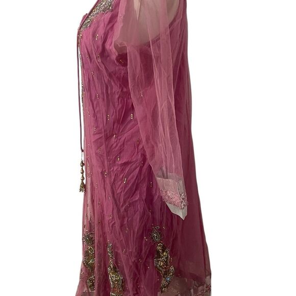 Pakistani Indian Party Dress Purple Size 44 Handmade - Picture 9 of 16